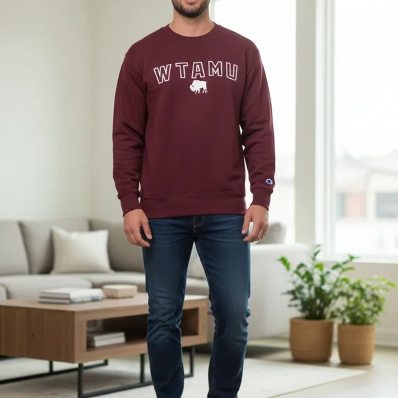 Champion Men's Burgundy Crewneck Sweater - Picture 1 of 10